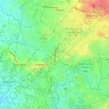 Mapa topográfico Caybiga, altitude, relevo