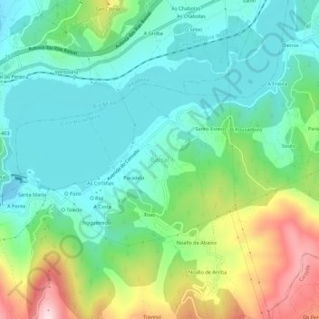 Mapa topográfico Barral, altitude, relevo