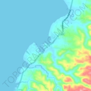 Mapa topográfico Victoria, altitude, relevo