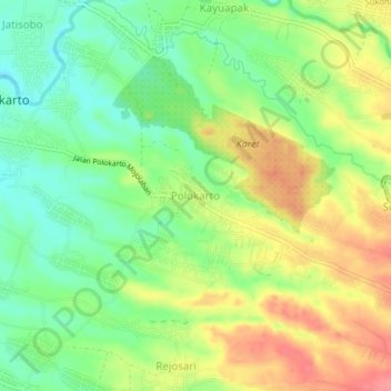 Mapa topográfico Polokarto, altitude, relevo
