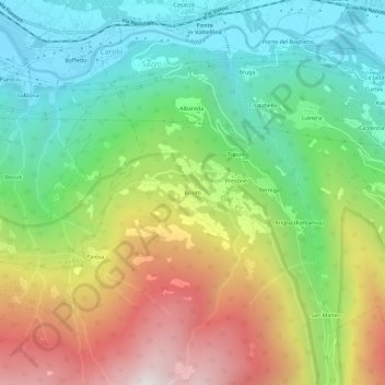Mapa topográfico Briotti, altitude, relevo