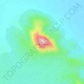 Mapa topográfico Peak Charles, altitude, relevo