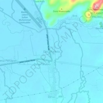 Mapa topográfico Desa Padolo, altitude, relevo