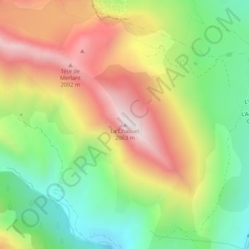 Mapa topográfico La Chauvet, altitude, relevo