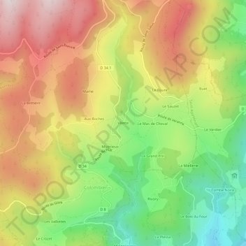 Mapa topográfico Vilette, altitude, relevo