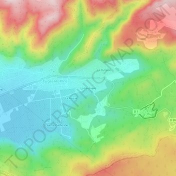 Mapa topográfico La Feutrière, altitude, relevo