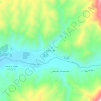 Mapa topográfico Samo Alto, altitude, relevo