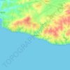 Mapa topográfico Carvoeiro, altitude, relevo