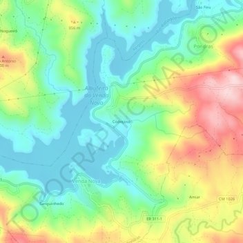 Mapa topográfico Codeçoso, altitude, relevo