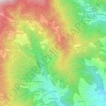 Mapa topográfico Rovaci, altitude, relevo