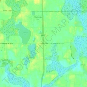 Mapa topográfico Coopers Corner, altitude, relevo