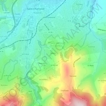 Mapa topográfico Malpas, altitude, relevo