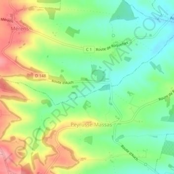 Mapa topográfico La Roquette, altitude, relevo