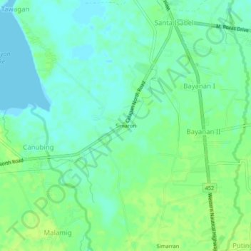 Mapa topográfico Simaron, altitude, relevo