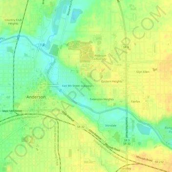 Mapa topográfico Hillcrest, altitude, relevo