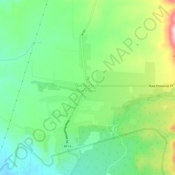 Mapa topográfico Quebrada de los Pozos, altitude, relevo