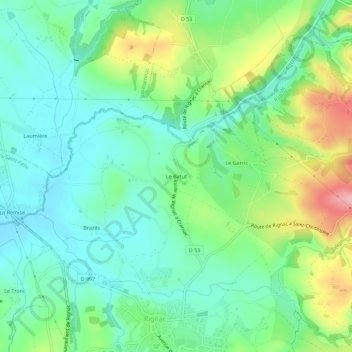 Mapa topográfico Le Batut, altitude, relevo