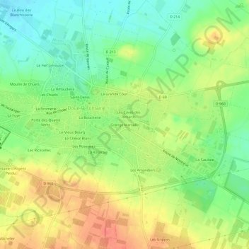 Mapa topográfico Grange Marsalle, altitude, relevo