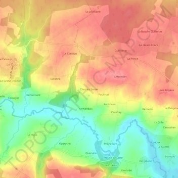 Mapa topográfico Chez les Simon, altitude, relevo