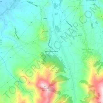Mapa topográfico Femminamorta, altitude, relevo