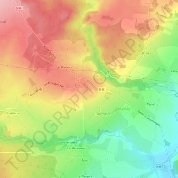 Mapa topográfico Le Corgenay, altitude, relevo