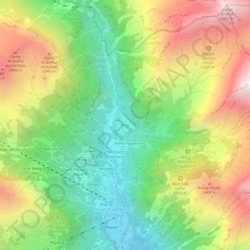 Mapa topográfico Wold, altitude, relevo