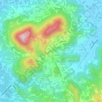 Mapa topográfico Ghetto, altitude, relevo