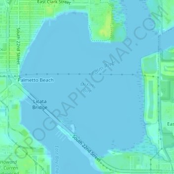 Mapa topográfico McKay Bay, altitude, relevo