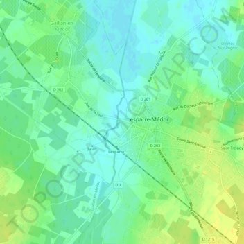 Mapa topográfico Eyran, altitude, relevo