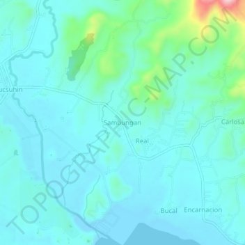 Mapa topográfico Sambungan, altitude, relevo