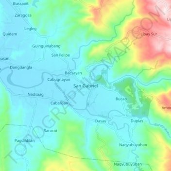 Mapa topográfico San Gabriel, altitude, relevo