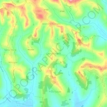 Mapa topográfico Cascine Napoli, altitude, relevo
