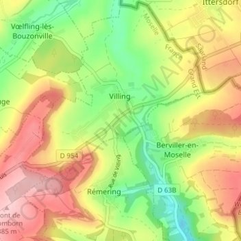 Mapa topográfico Trois Maisons, altitude, relevo