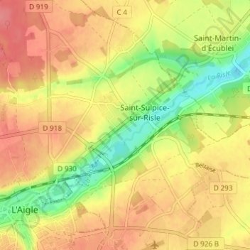 Mapa topográfico Les Haies, altitude, relevo