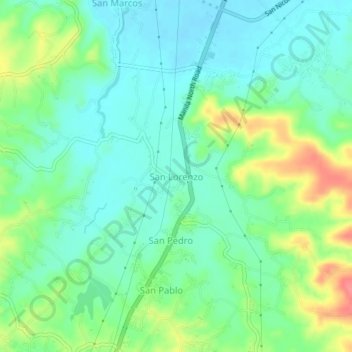 Mapa topográfico San Lorenzo, altitude, relevo