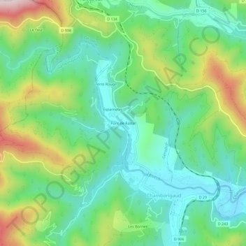 Mapa topográfico Pont de Rastel, altitude, relevo