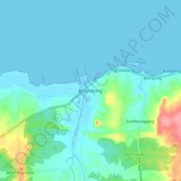 Mapa topográfico Brondong, altitude, relevo