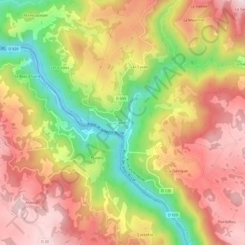 Mapa topográfico Leth, altitude, relevo