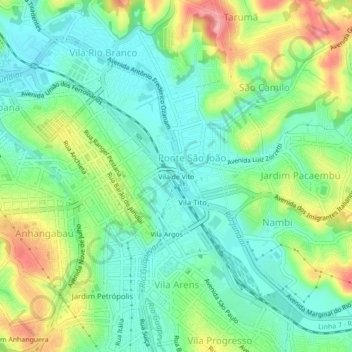 Mapa topográfico Vila de Vito, altitude, relevo