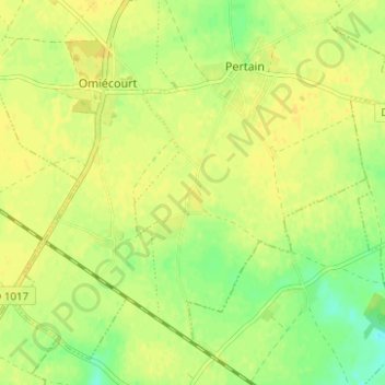Mapa topográfico Berseaucourt, altitude, relevo