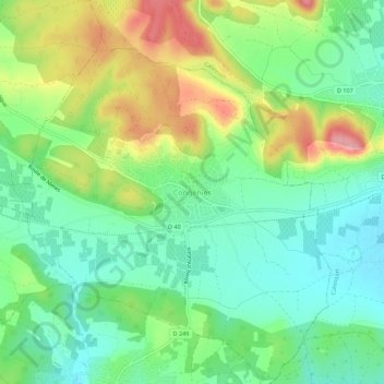 Mapa topográfico Congénies, altitude, relevo