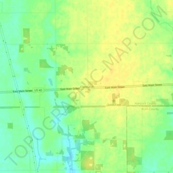 Mapa topográfico Cleveland, altitude, relevo