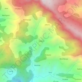 Mapa topográfico Pokhra, altitude, relevo