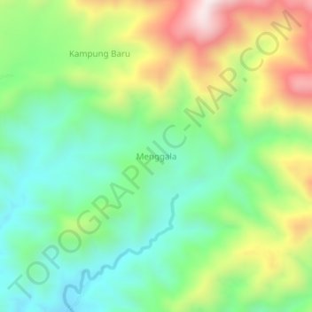 Mapa topográfico Menggala, altitude, relevo