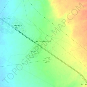 Mapa topográfico Enace II, altitude, relevo