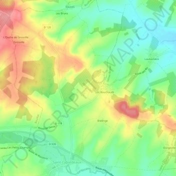 Mapa topográfico Cougoussac, altitude, relevo