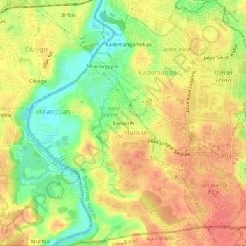 Mapa topográfico Baruasih, altitude, relevo