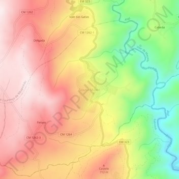 Mapa topográfico Souto Maior, altitude, relevo