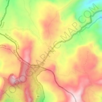Mapa topográfico Letras, altitude, relevo