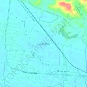 Mapa topográfico Gunungreja, altitude, relevo